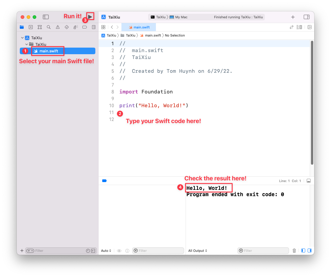 Write and Run Your Code in Xcode